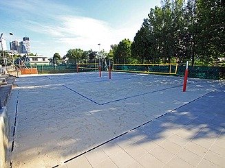 Foto von einem Beachvolleyballplatz