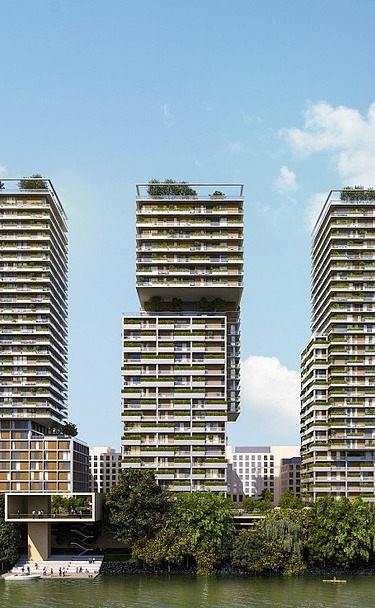 Foto von dem Gebäudekomplex Triiiple in Wien