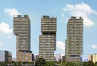 Foto von dem Gebäudekomplex Triiiple in Wien