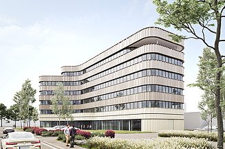 Visualisierung des Neubaus der STRABAG Zentrale in Linz