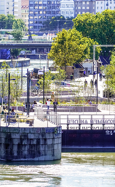 Foto von den Schwimmenden Gärten in Wien